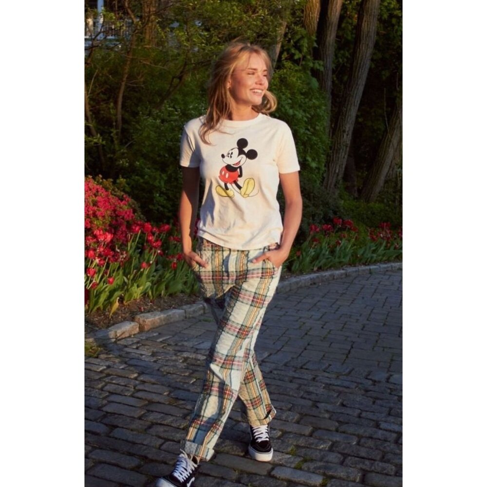 Free People Marlowe Yard Dye Trousers Womens 6 Plaid Seersucker‎ - Picture 3 of 9